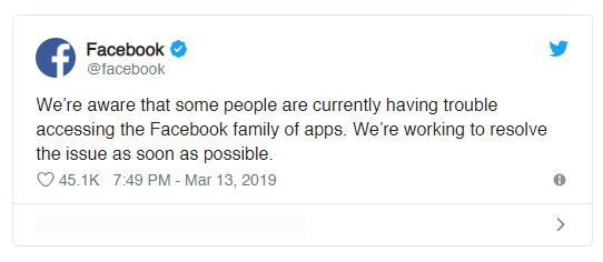 Facebook and Instagram global outage